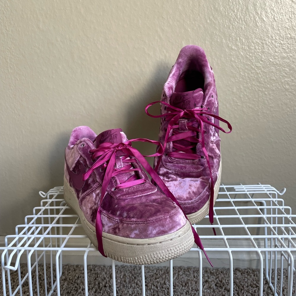 Pink Velvet Nike Airforce 1s